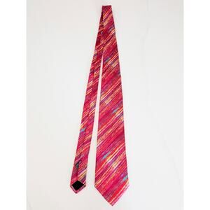 Men's Vintage Fendi Silk Tie Multicolor Red Blue Yellow Brushstrokes